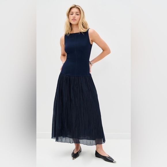 NEW Reformation Cyra Navy Blue Midi Dress Size 6 B1712 - Picture 1 of 7